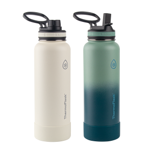 40 oz Bottle 2 Pack w/ Spout Lid + Straw Lid